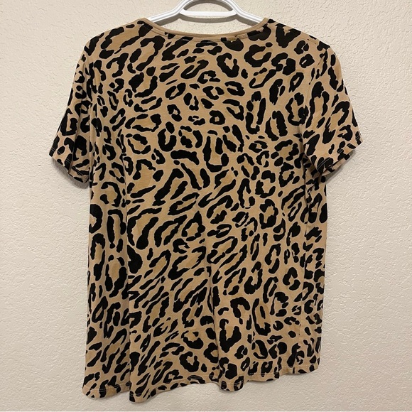 Zara Leopard Print Brown and Black Short Sleeve Top Size Medium - Picture 6 of 11